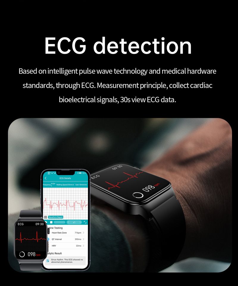 E500 1.83inch ECG Glu Spo2 Watch